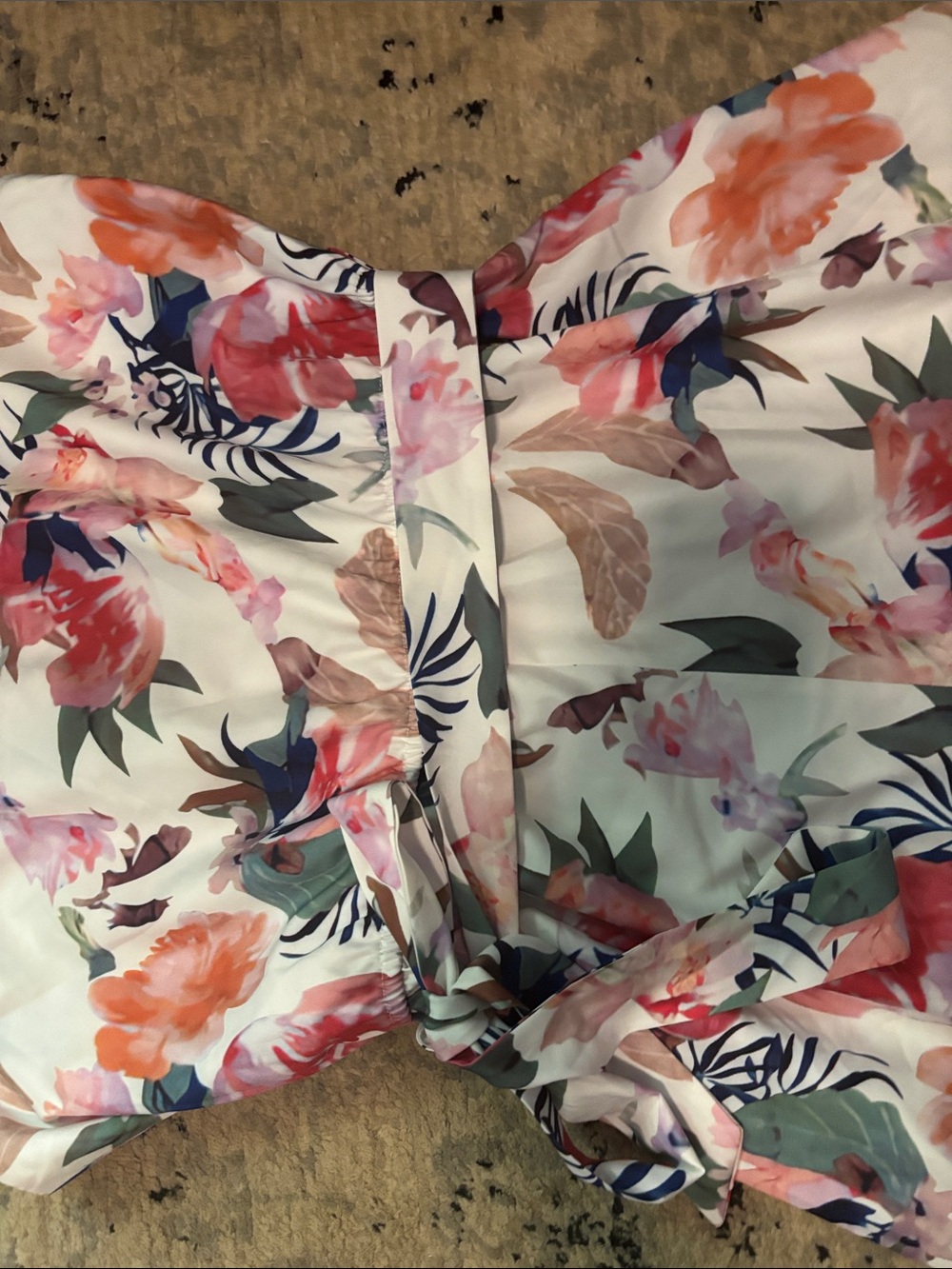 Cupshe One-Shoulder Floral Romper in White with Pink, Orange and Green - Picture 5 of 6